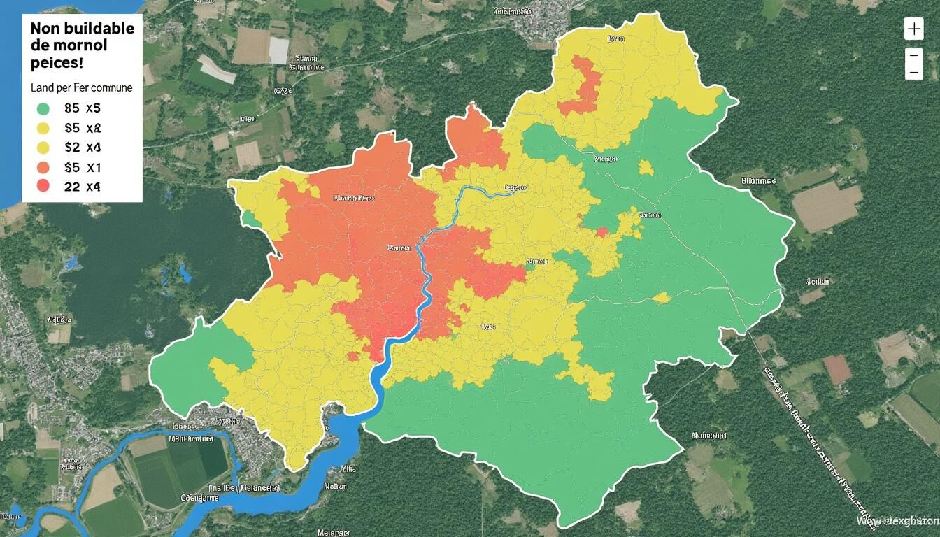 Prix terrain non constructible au m2 : par commune