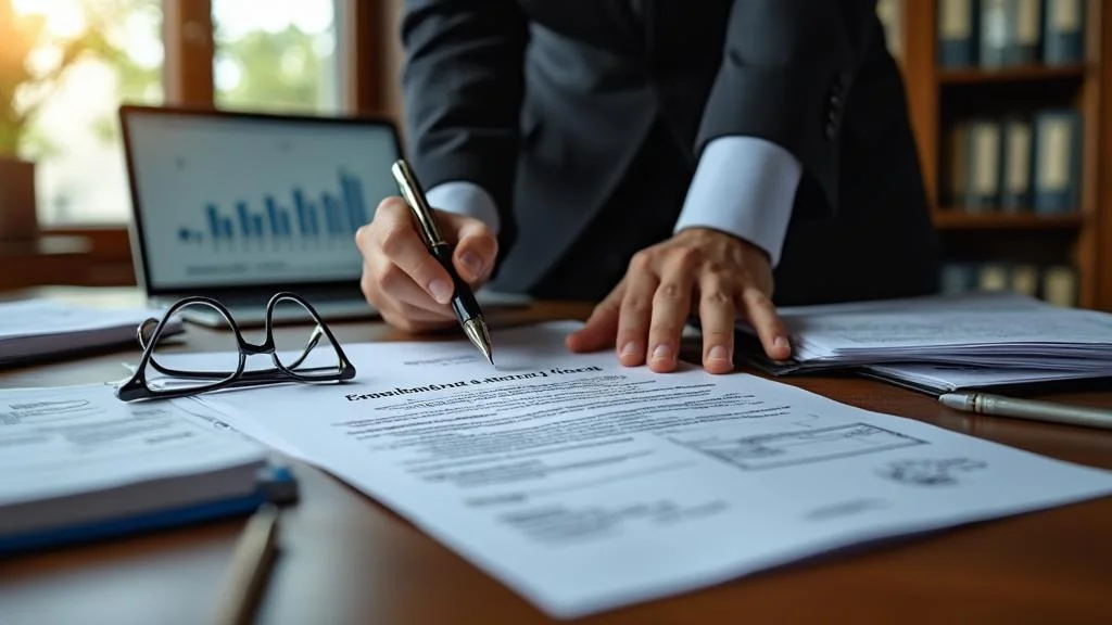 Document officiel d'attestation de rattachement au foyer fiscal posé sur un bureau administratif soigné